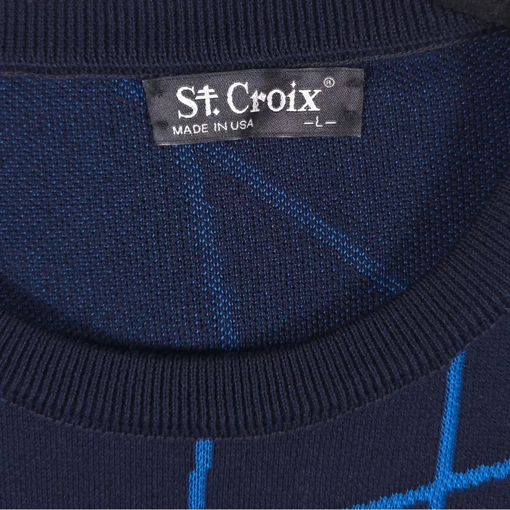 ST. CROIX Luxury ABSTRACT CrewNk Jacq Knit Pullover Sweater‎ Craftsmanship LARGE